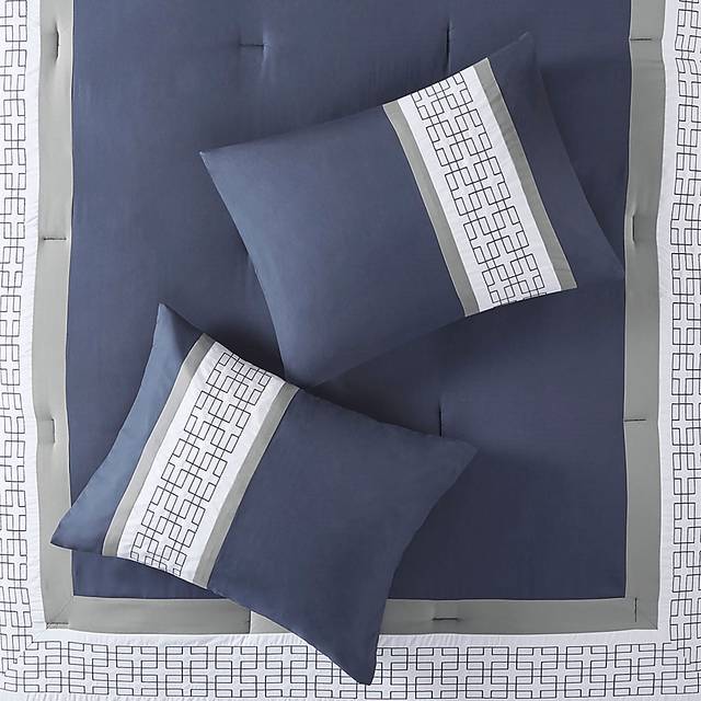 Marwin Blue 8pc Queen Comforter Set - Thumbnail - Image 18