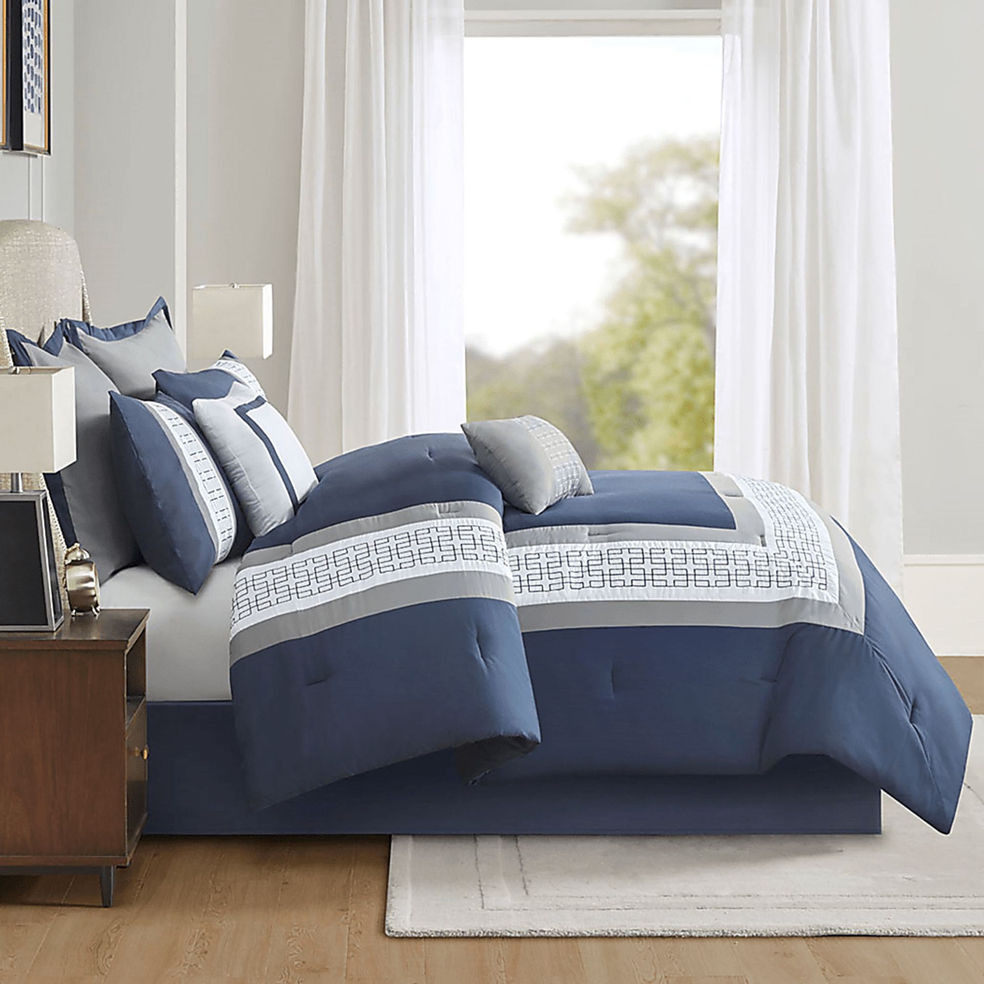 Marwin Blue 8pc Queen Comforter Set - Image 7