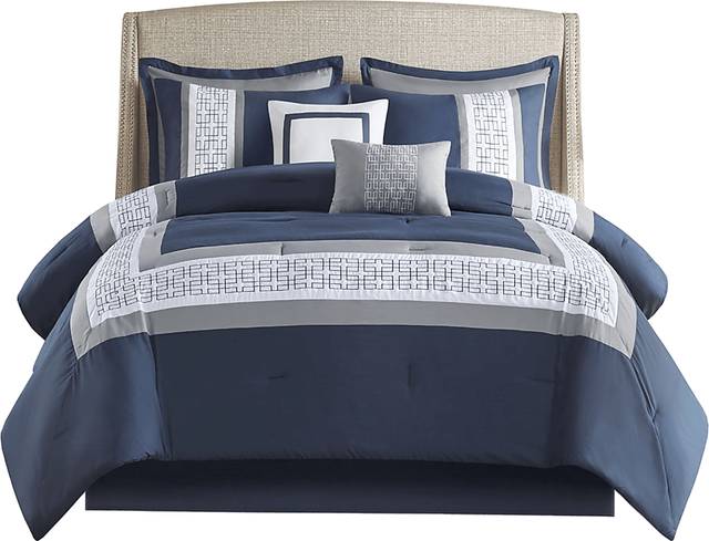 Marwin Blue 8pc Queen Comforter Set - Thumbnail - Image 1