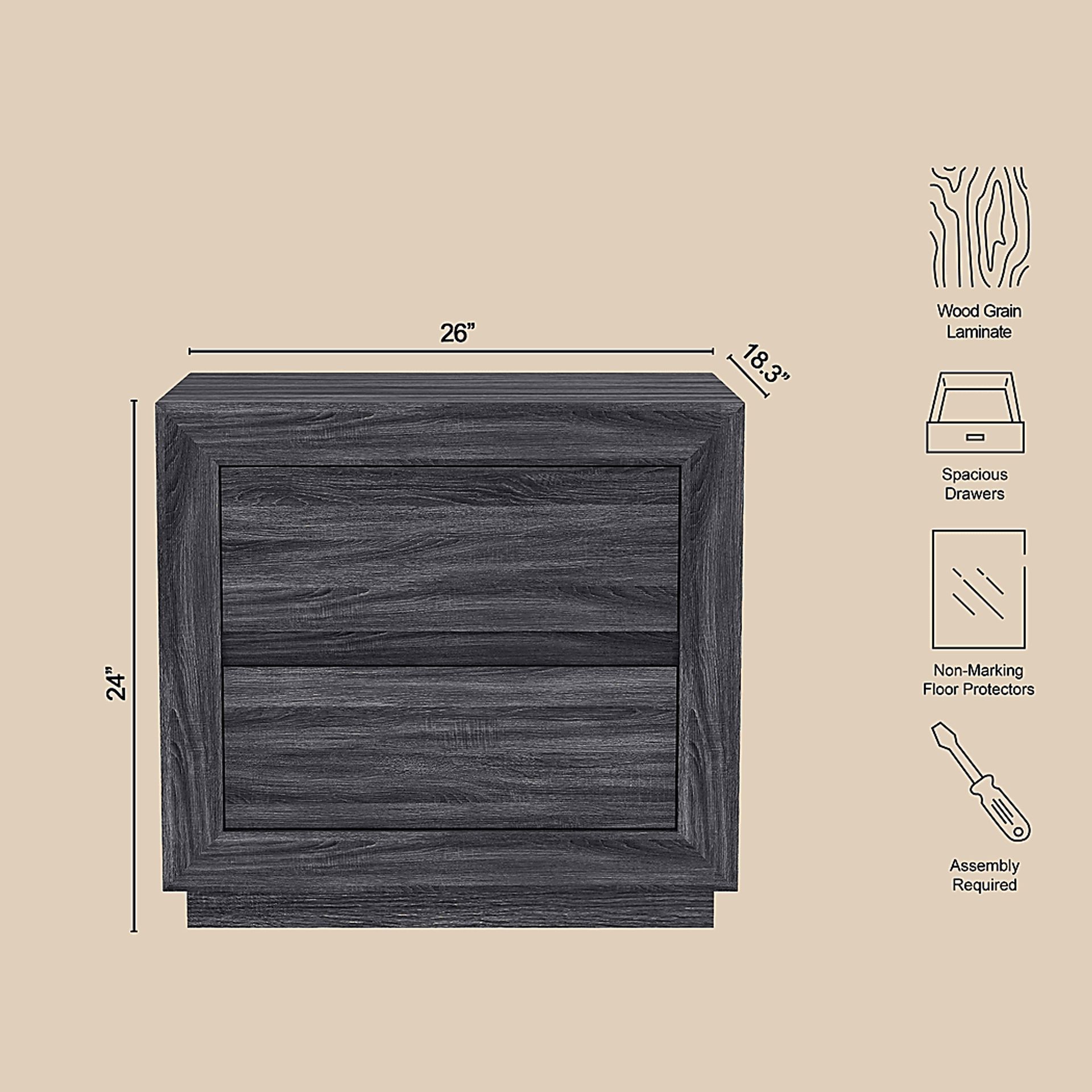 Masiva I Charcoal Nightstand - Image 7
