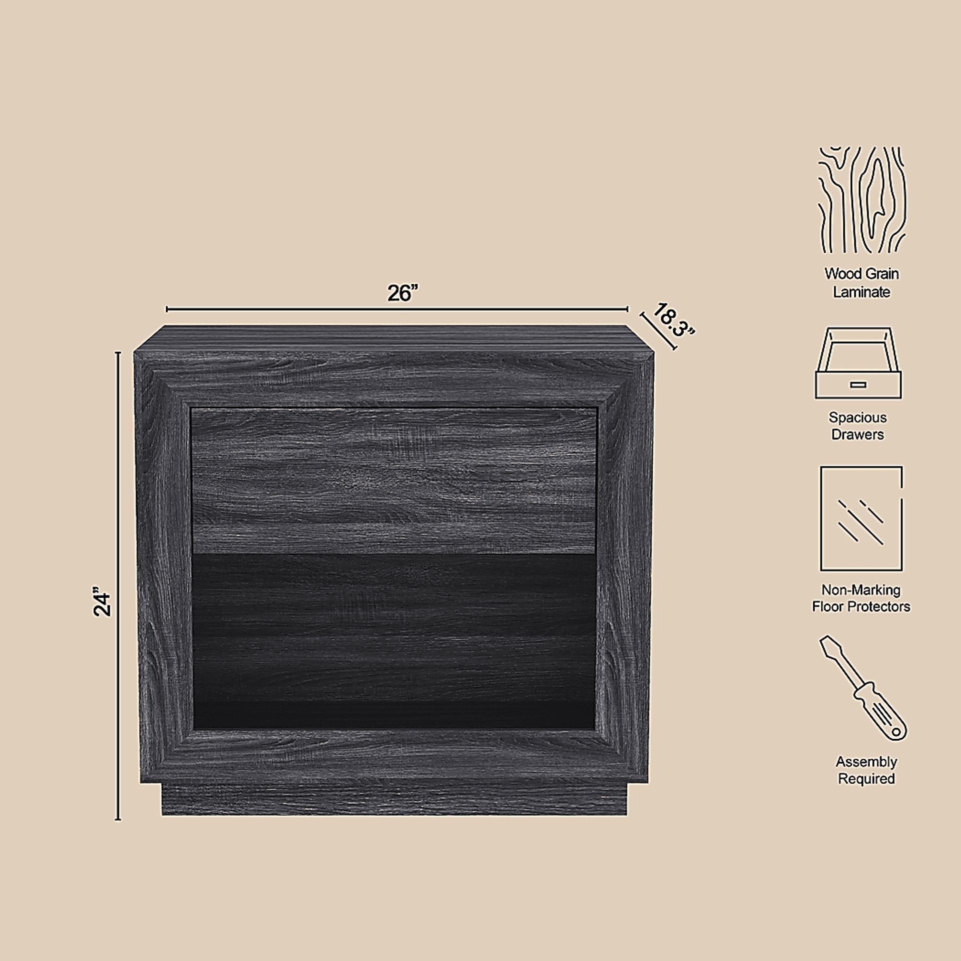 Masiva III Charcoal Nightstand - Image 5