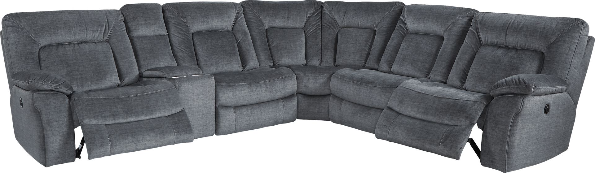 Matera Charcoal 6 Pc Power Reclining Sectional - Image 2
