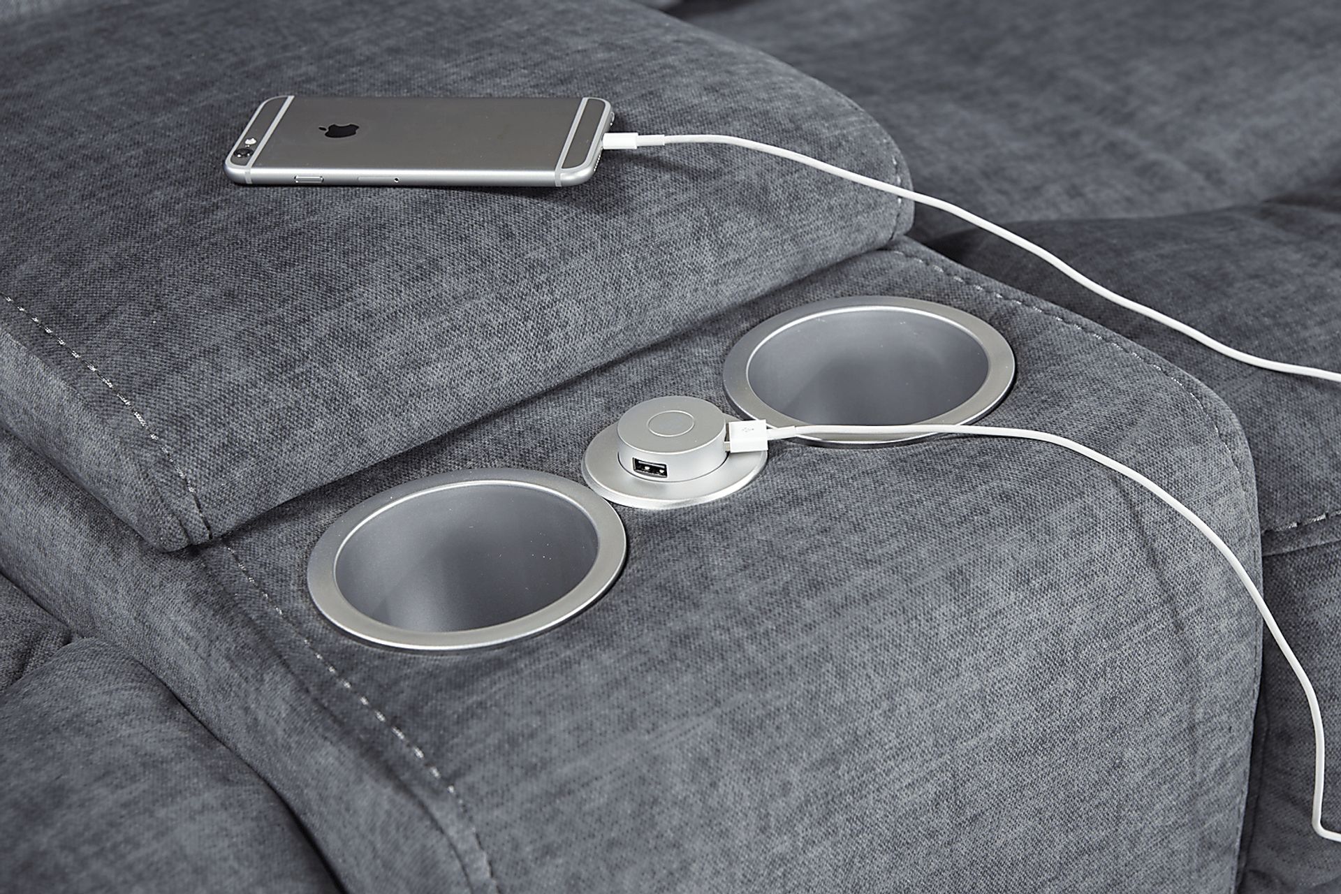 Matera Charcoal 6 Pc Power Reclining Sectional - Image 3