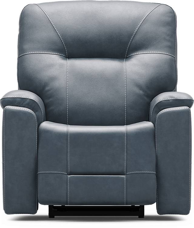 Matthews Cove Blue Leather Triple Power Recliner - Thumbnail - Image 2