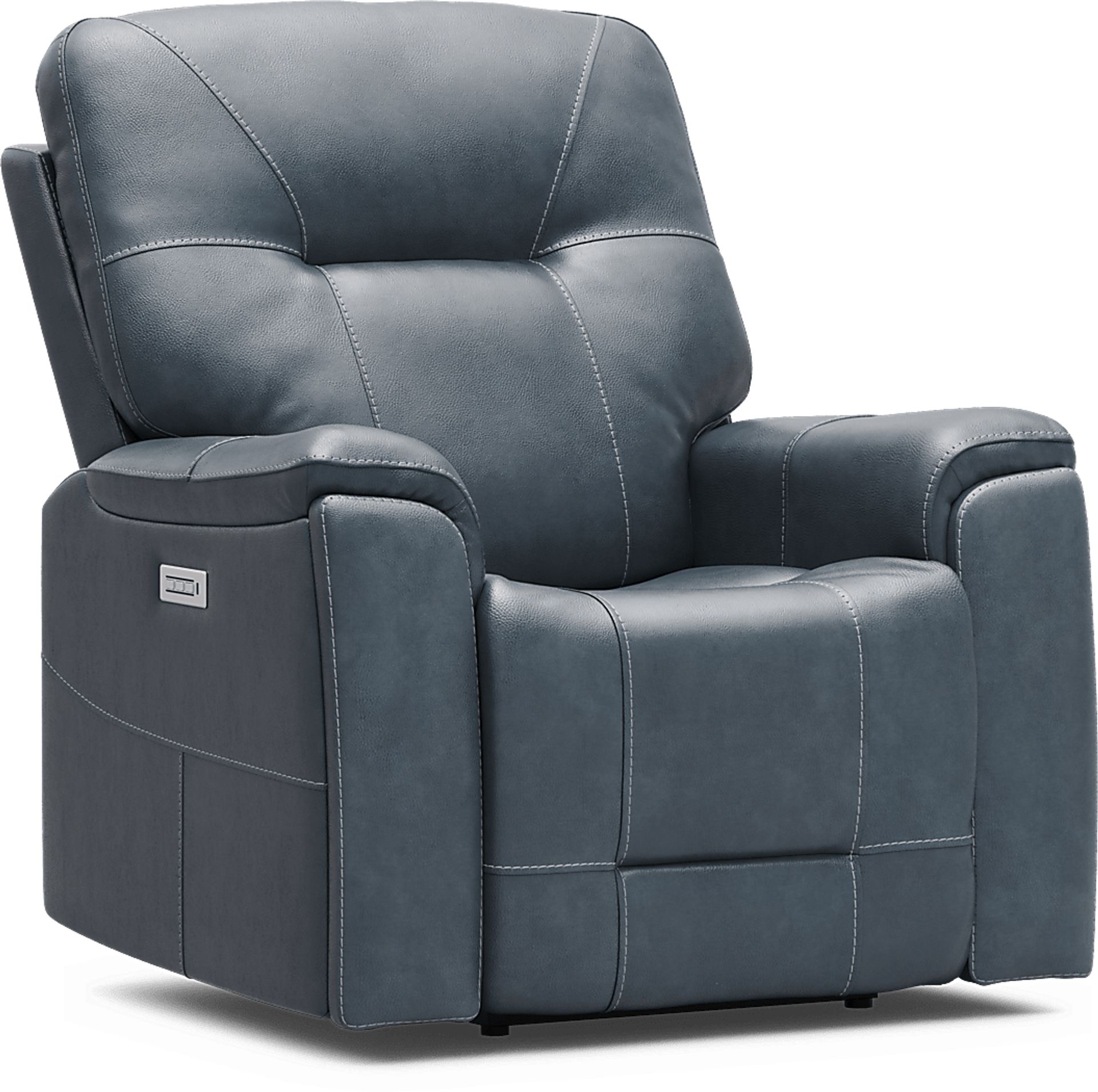 Matthews Cove Blue Leather Triple Power Recliner - Image 3
