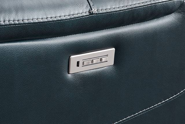 Matthews Cove Blue Leather Triple Power Recliner - Thumbnail - Image 4