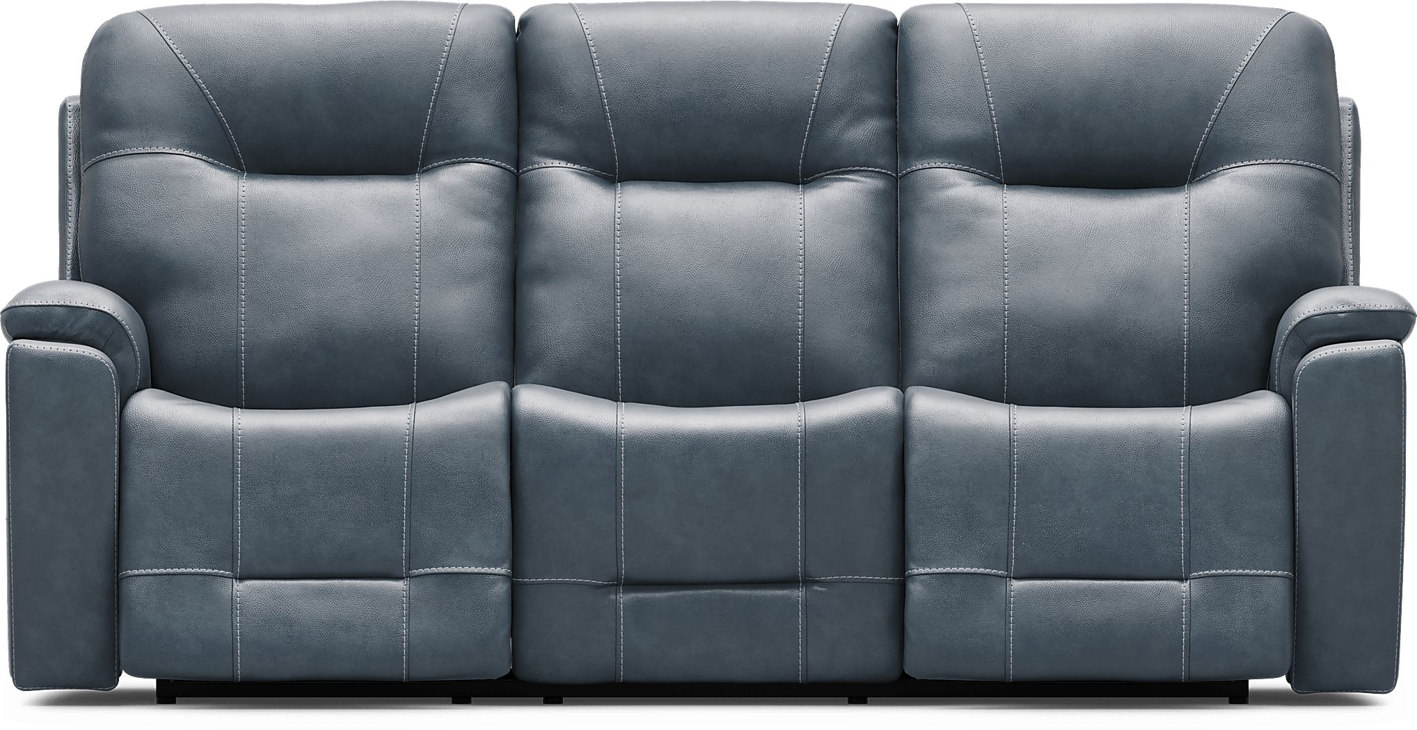 Matthews Cove Blue Leather Triple Power Reclining Sofa