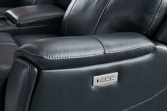 Matthews Cove Blue Leather 8 Pc Triple Power Reclining Living Room - Thumbnail - Image 15
