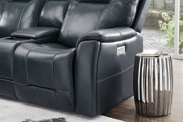 Matthews Cove Blue Leather 8 Pc Triple Power Reclining Living Room - Thumbnail - Image 16