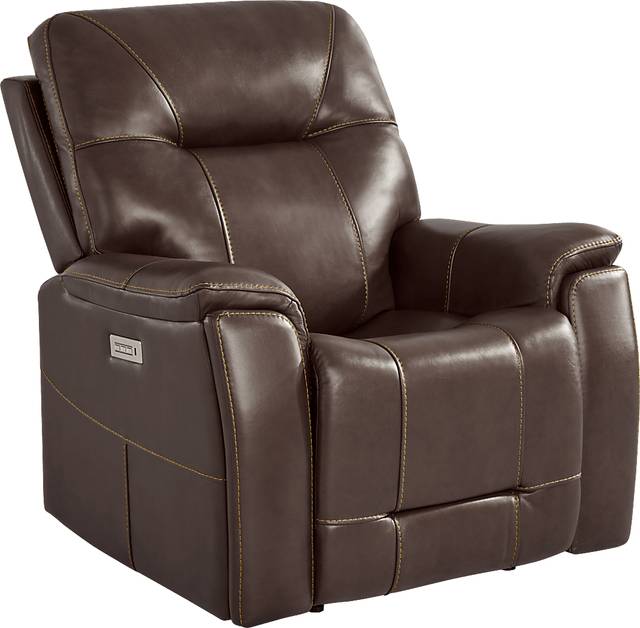 Matthews Cove Brown Leather Triple Power Recliner - Thumbnail - Image 2