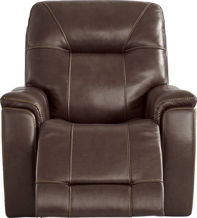 Matthews Cove Brown Leather Triple Power Recliner - Thumbnail - Image 4