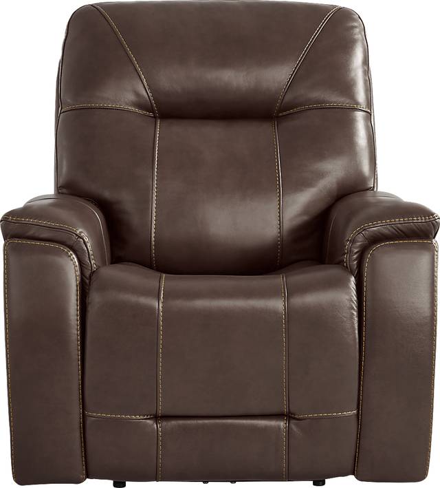 Matthews Cove Brown Leather Triple Power Recliner - Thumbnail - Image 1