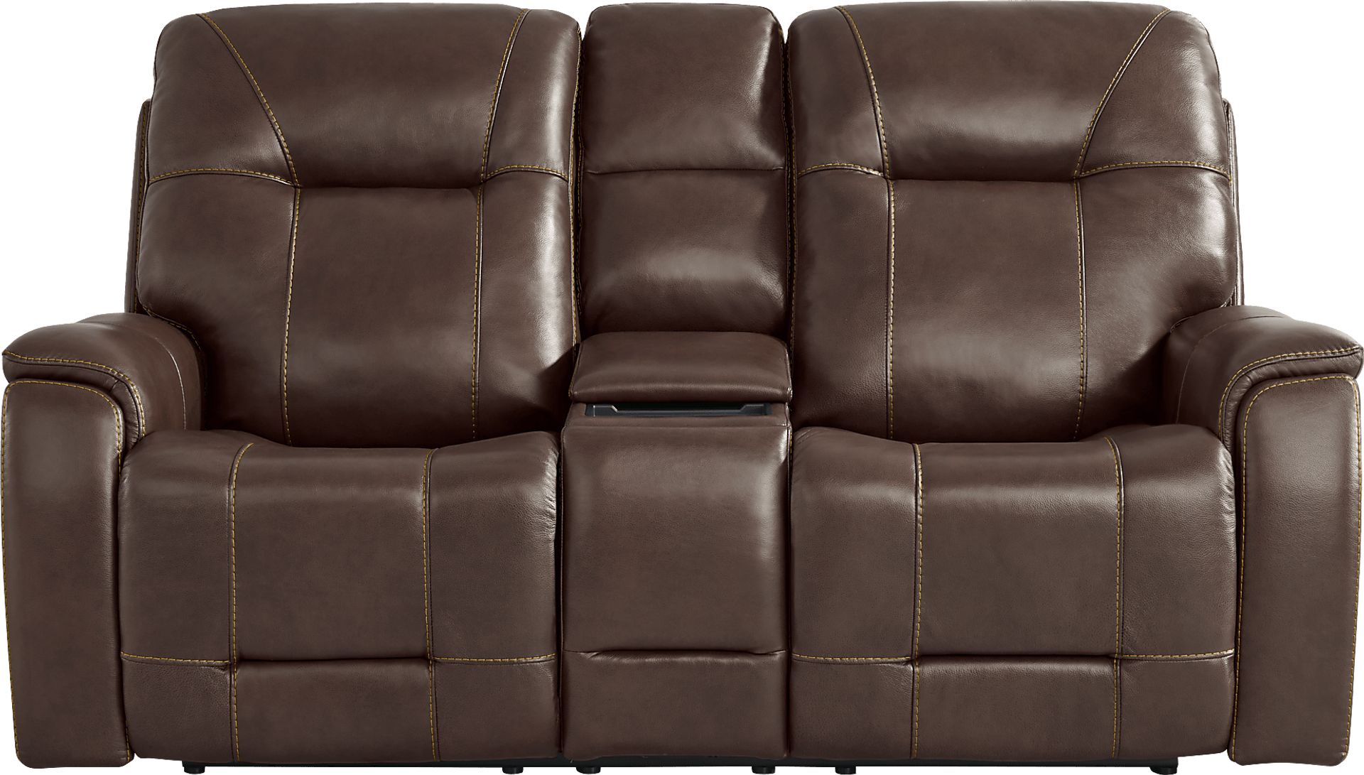 Matthews Cove Brown Leather Triple Power Reclining Console Loveseat - Image 3