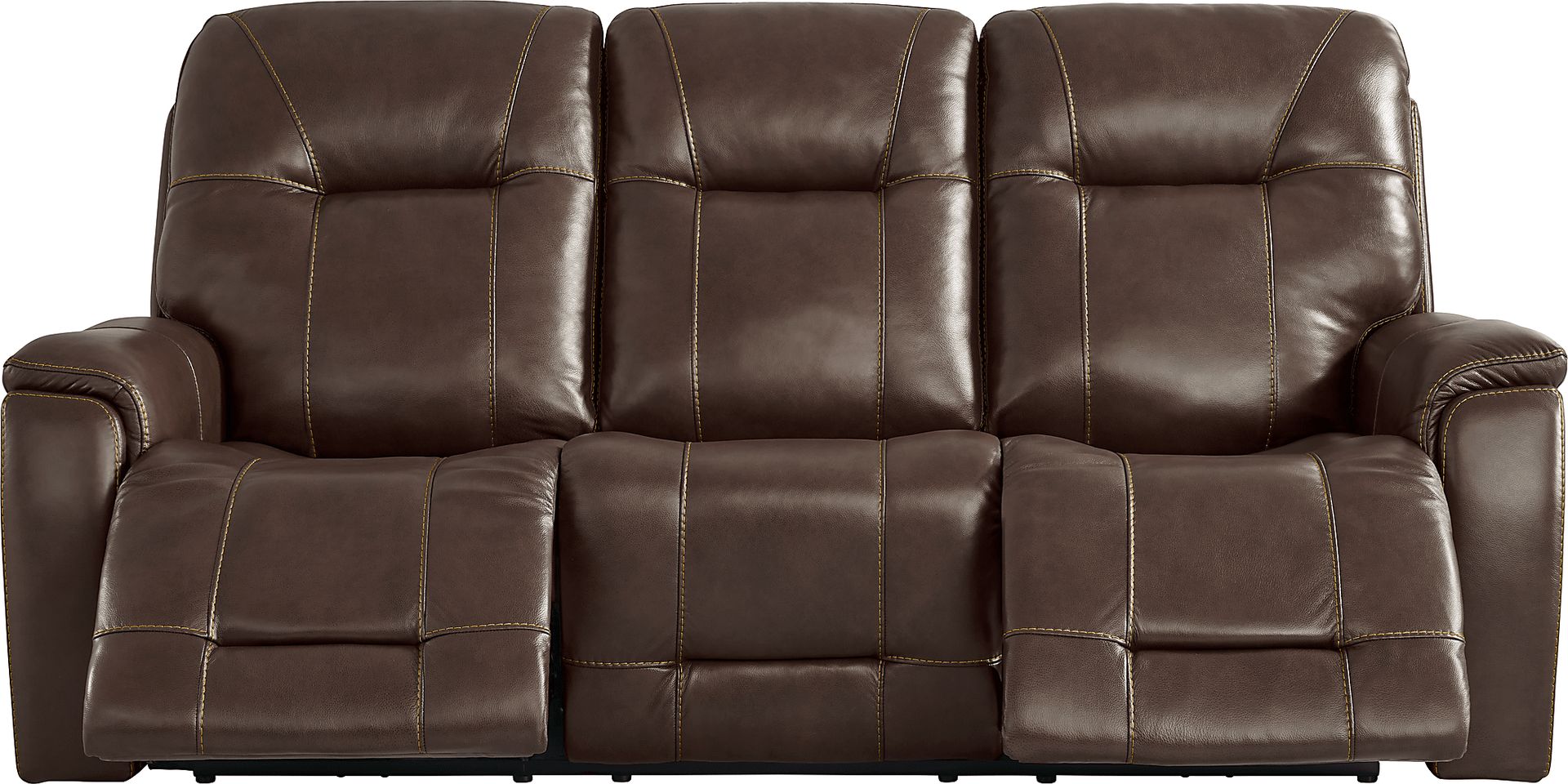Matthews Cove Brown Leather Triple Power Reclining Sofa - Image 3