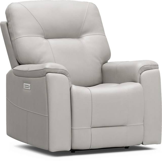 Matthews Cove Dove Gray Leather Triple Power Recliner - Thumbnail - Image 3