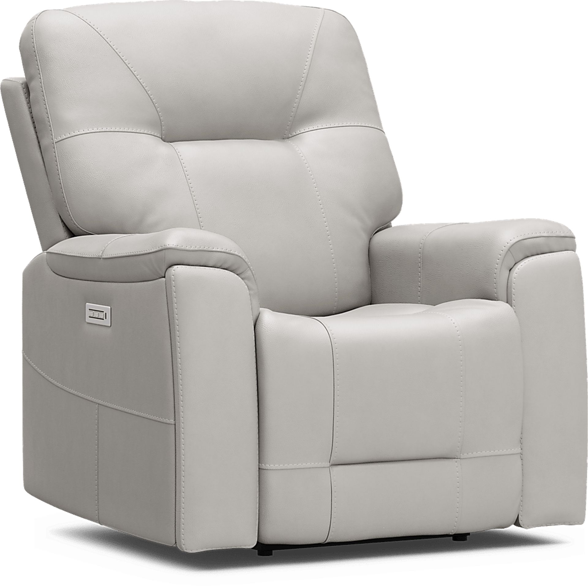 Matthews Cove Dove Gray Leather Triple Power Recliner - Image 3