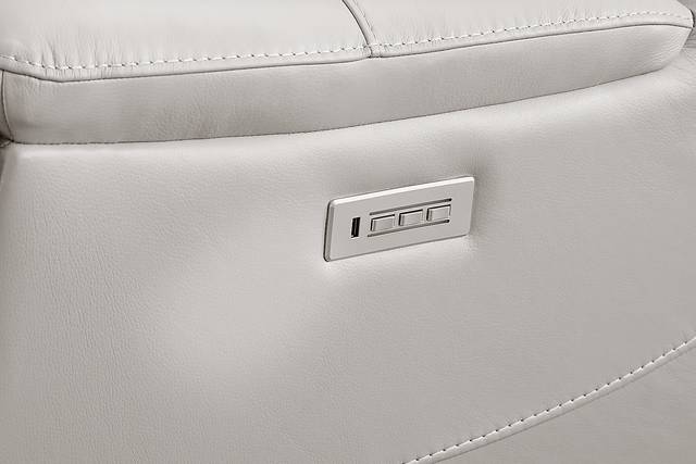 Matthews Cove Dove Gray Leather Triple Power Recliner - Thumbnail - Image 4