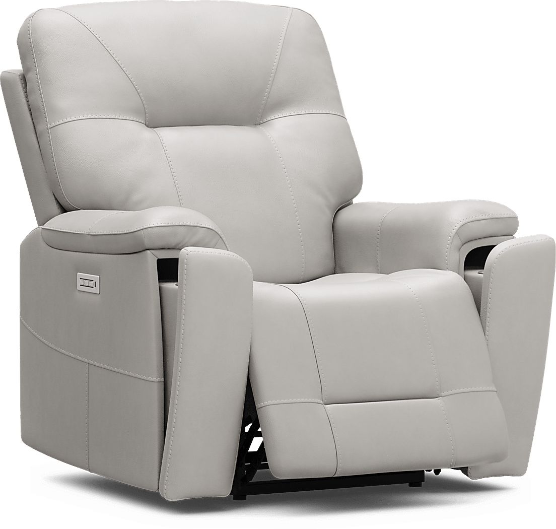 Matthews Cove Dove Gray Leather Triple Power Recliner