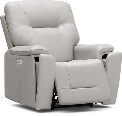 Matthews Cove Dove Gray Leather Triple Power Recliner
