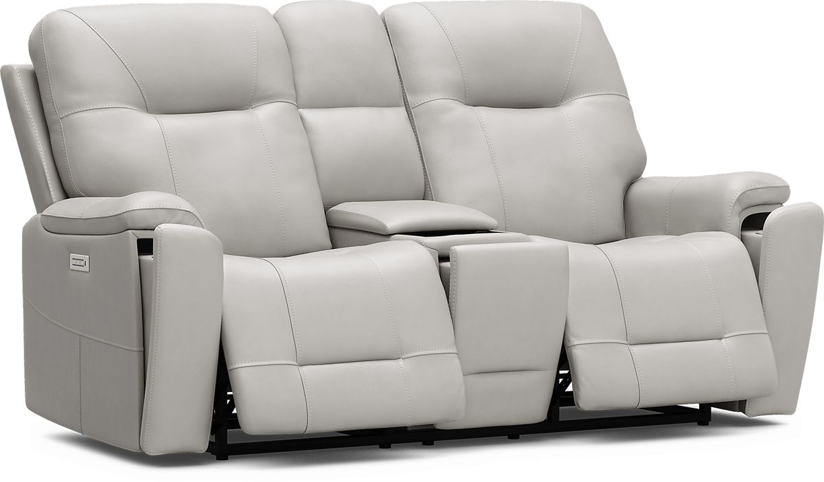 Matthews Cove 6 Pc Dove Gray Leather Triple Power Reclining Living Room ...