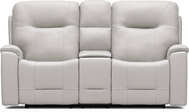 Matthews Cove Dove Gray Leather Triple Power Reclining Console Loveseat - Thumbnail - Image 4