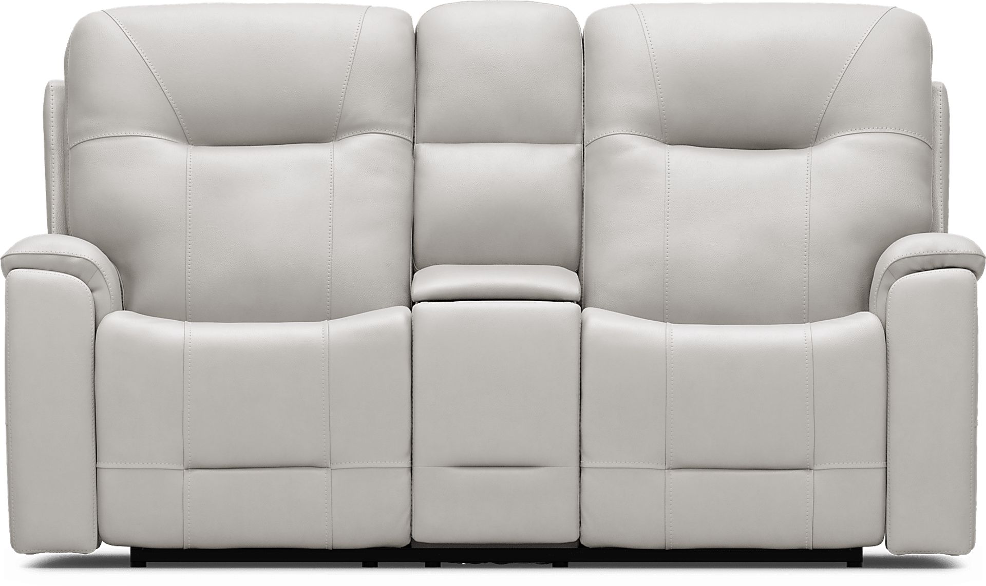 Matthews Cove Dove Gray Leather Triple Power Reclining Console Loveseat - Image 4