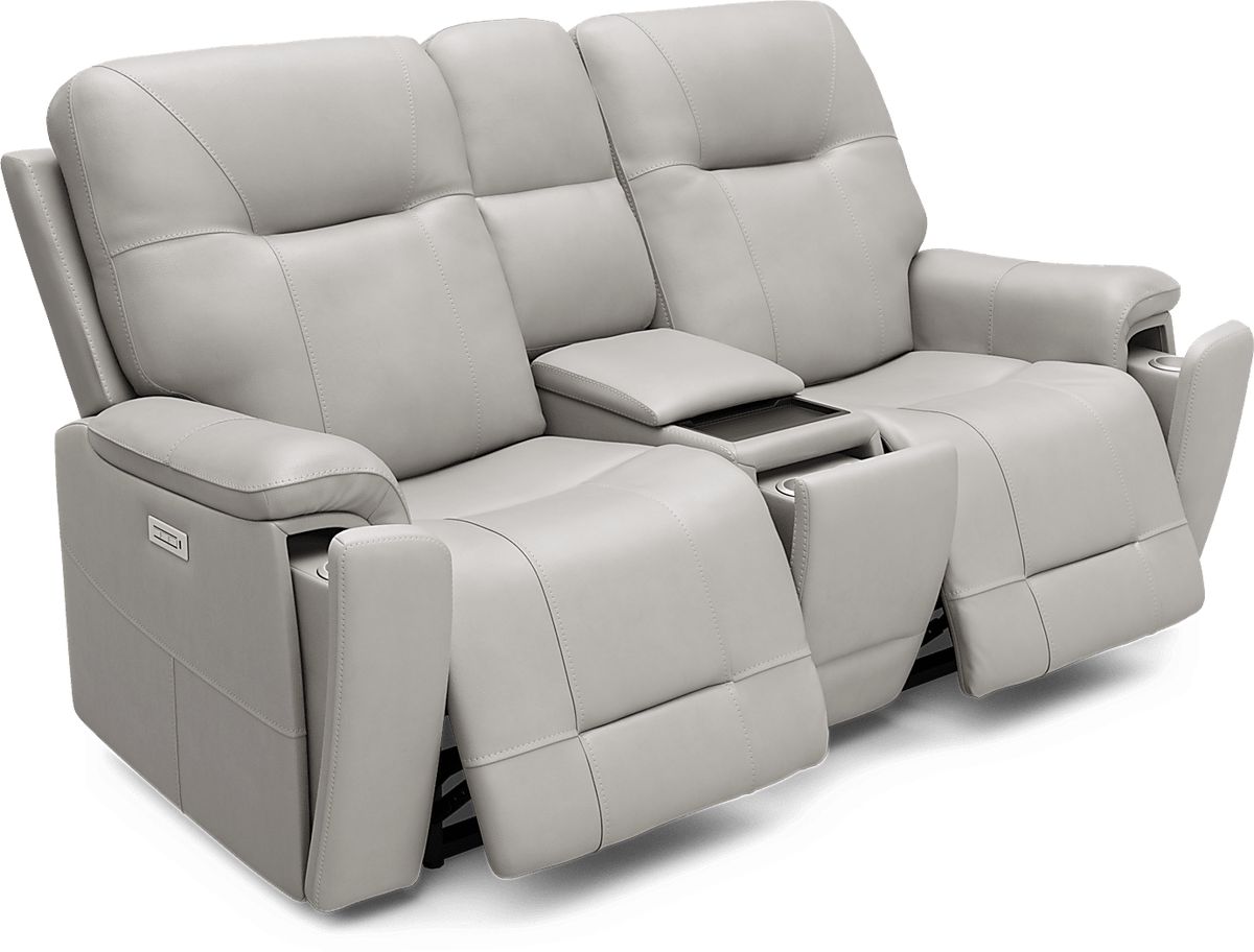 Matthews Cove 6 Pc Dove Gray Leather Triple Power Reclining Living Room ...