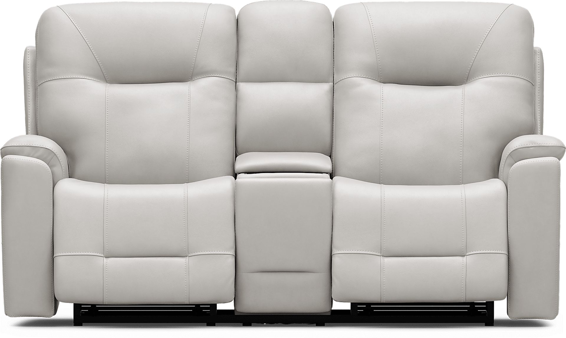 Matthews Cove Dove Gray Leather Triple Power Reclining Console Loveseat - Image 1