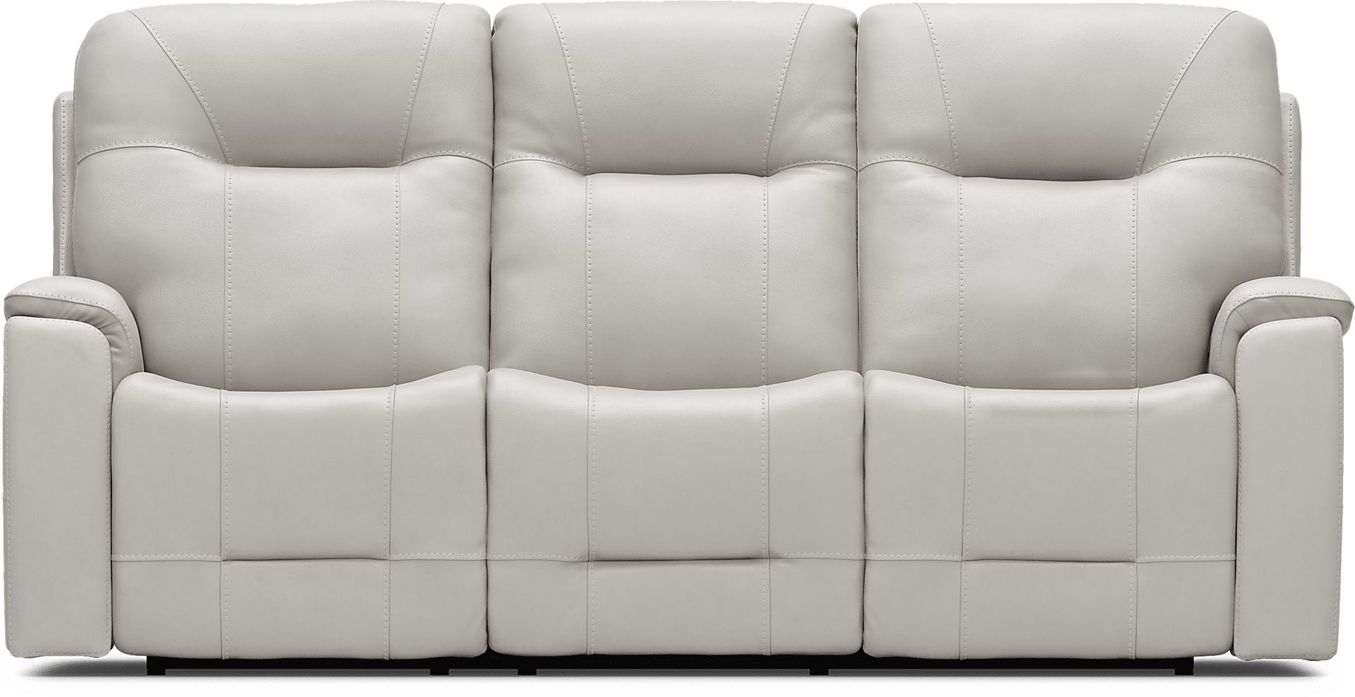 Matthews Cove Dove Gray Leather Triple Power Reclining Sofa - Image 4