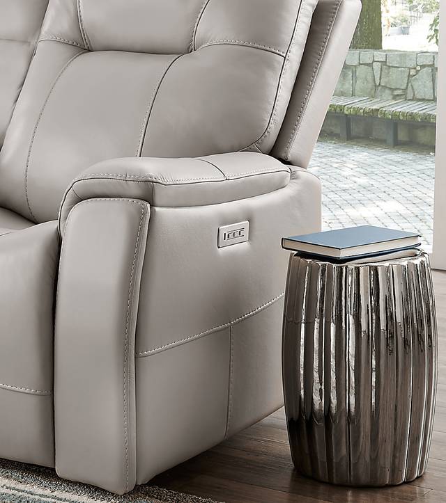Matthews Cove Dove Gray Leather 8 Pc Triple Power Reclining Living Room - Thumbnail - Image 5