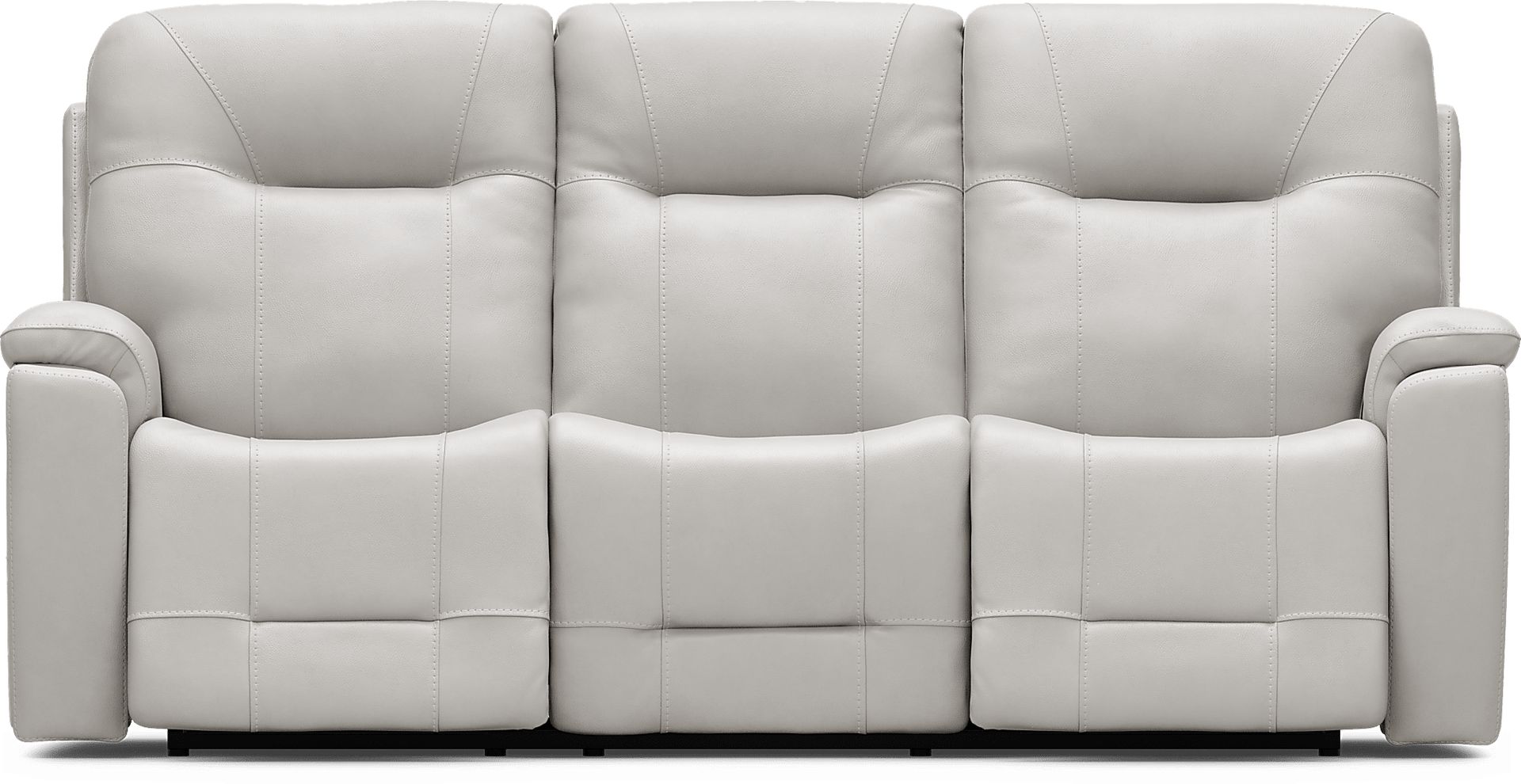 Matthews Cove Dove Gray Leather Triple Power Reclining Sofa - Image 1