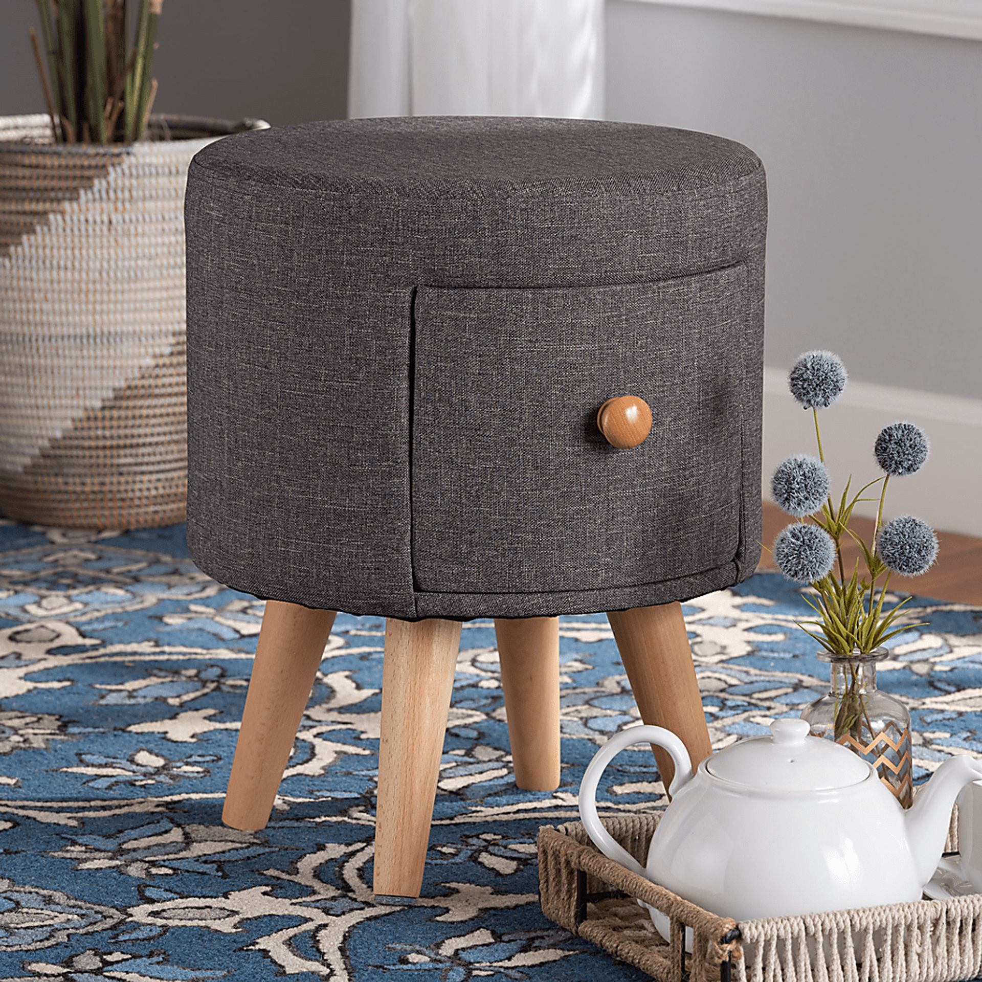 Maucele Dark Gray Ottoman - Image 7