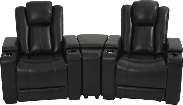 Maverick Black 3 Pc Dual Power Reclining Home Theater Sectional - Thumbnail - Image 3