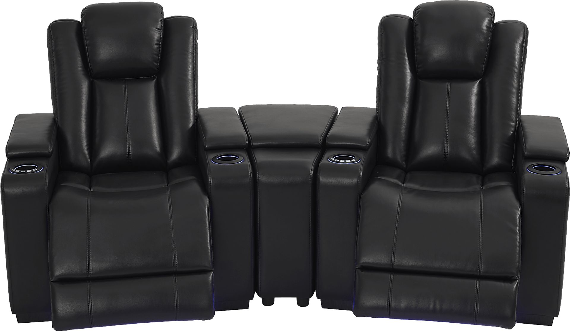Maverick Black 3 Pc Dual Power Reclining Home Theater Sectional - Image 1