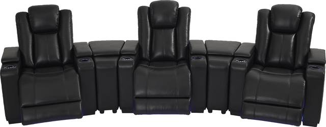 Maverick Black 5 Pc Dual Power Reclining Home Theater Sectional - Thumbnail - Image 1