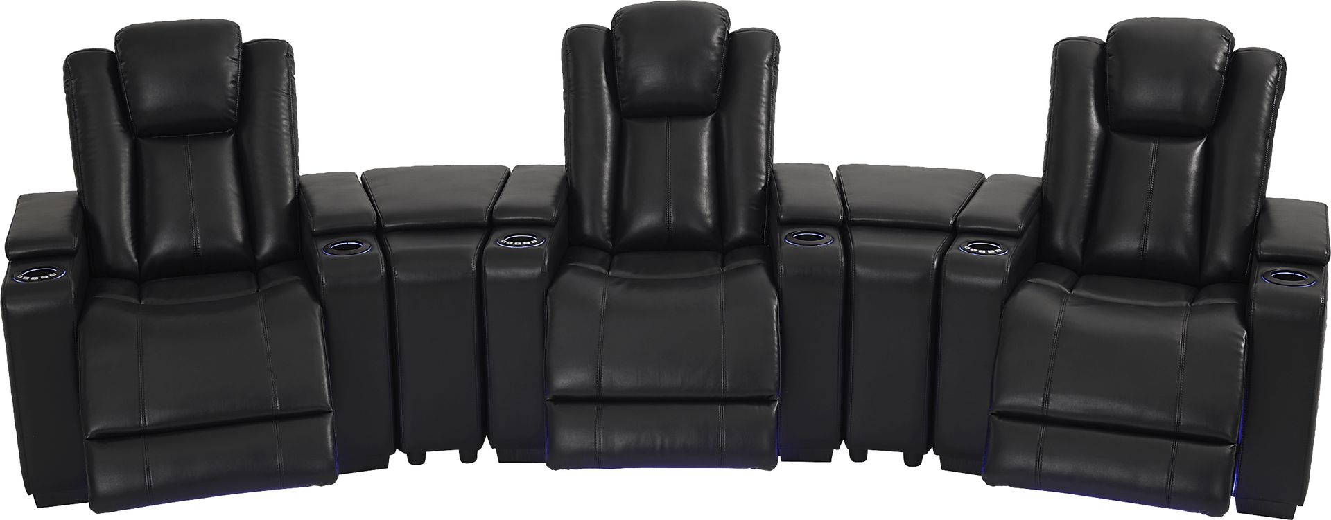 Maverick Black 5 Pc Dual Power Reclining Home Theater Sectional - Image 1