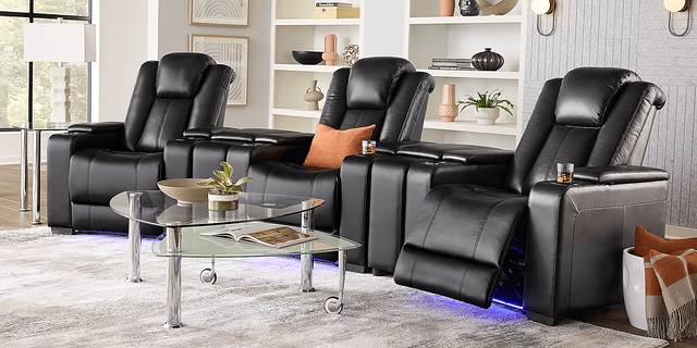 Maverick Black 5 Pc Dual Power Reclining Home Theater Sectional - Thumbnail - Image 3