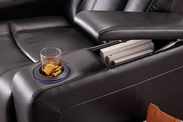 Maverick Black 5 Pc Dual Power Reclining Home Theater Sectional - Thumbnail - Image 4