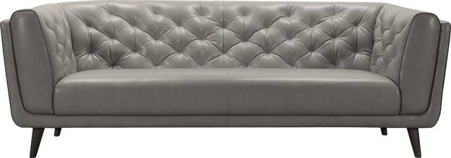 Maverick Place Gray Leather Sofa - Thumbnail - Image 1