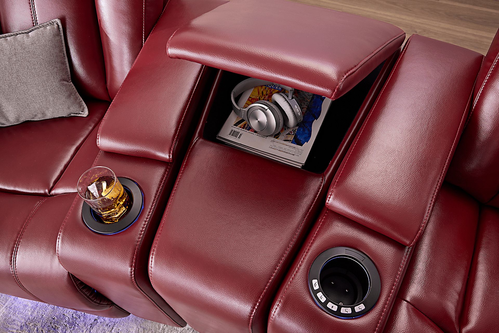 Maverick Red 3 Pc Dual Power Reclining Home Theater Sectional - Image 6
