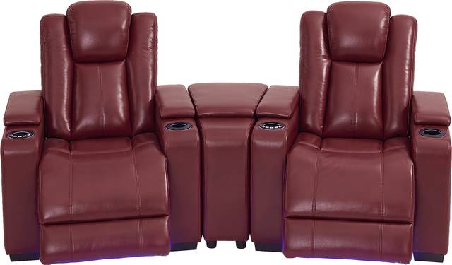 Maverick Red 3 Pc Dual Power Reclining Home Theater Sectional - Thumbnail - Image 1