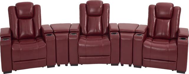 Maverick Red 5 Pc Dual Power Reclining Home Theater Sectional - Thumbnail - Image 3