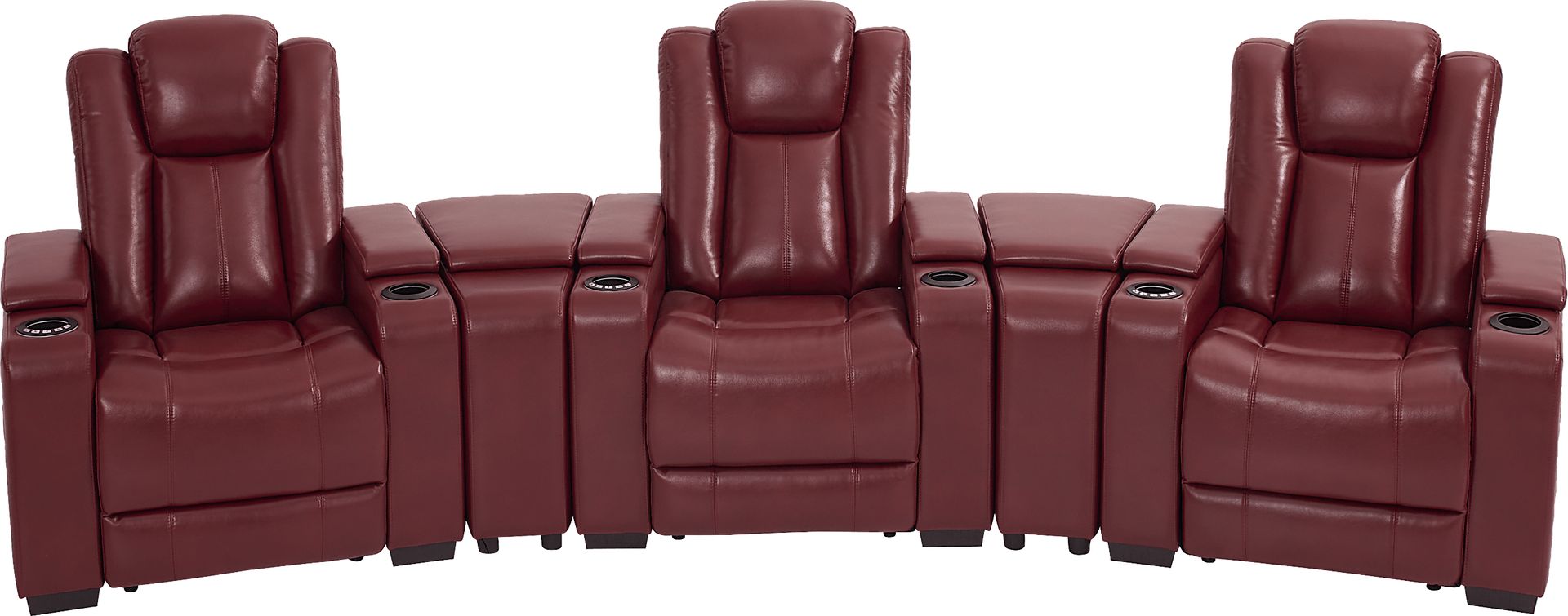 Maverick Red 5 Pc Dual Power Reclining Home Theater Sectional - Image 3