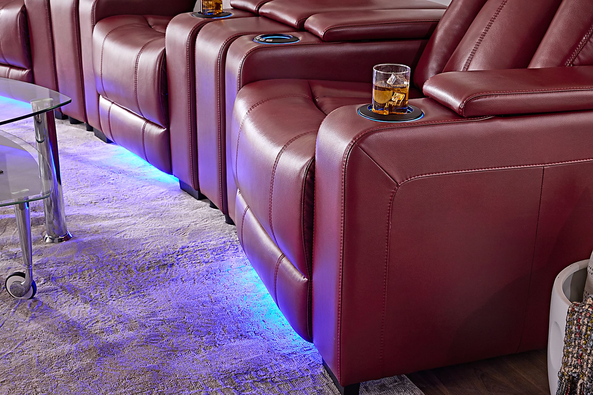 Maverick Red 5 Pc Dual Power Reclining Home Theater Sectional - Image 4