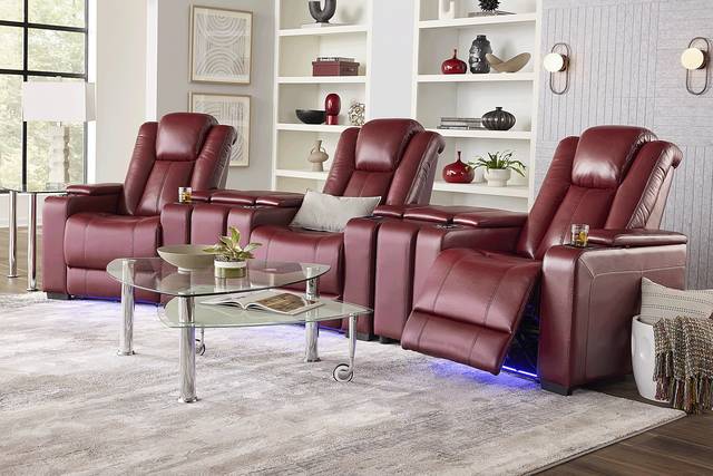 Maverick Red 5 Pc Dual Power Reclining Home Theater Sectional - Thumbnail - Image 2