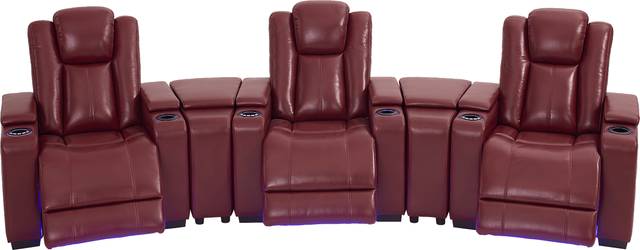 Maverick Red 5 Pc Dual Power Reclining Home Theater Sectional - Thumbnail - Image 1