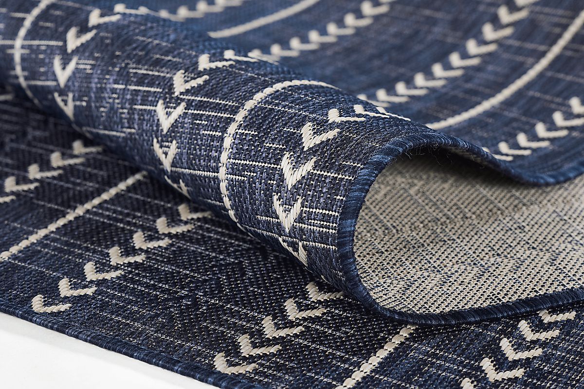 Mavi Navy Blue Polypropylene Fabric Outdoor Rug | Rooms to Go