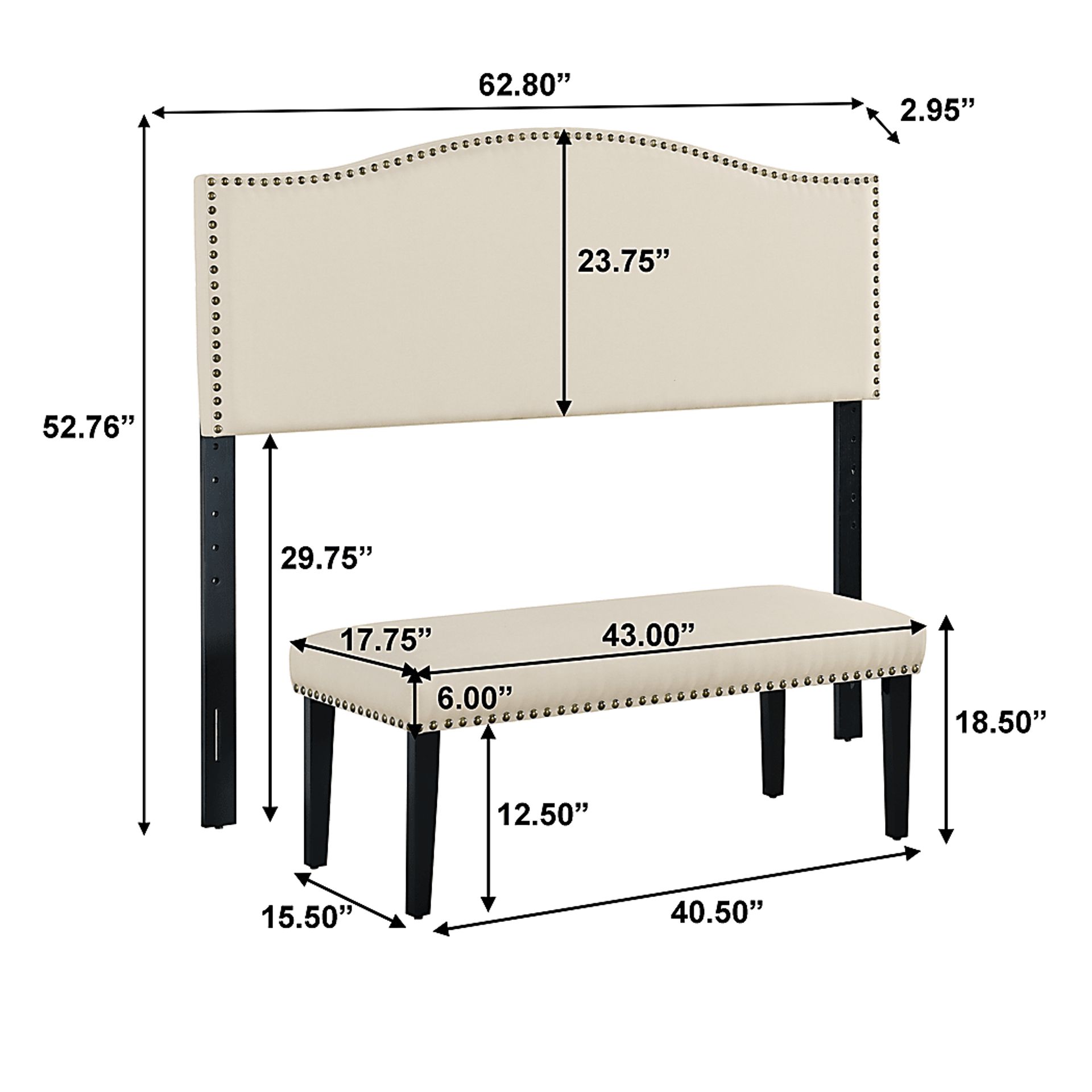 Mayapan Cream Queen Headboard and Bench - Image 9