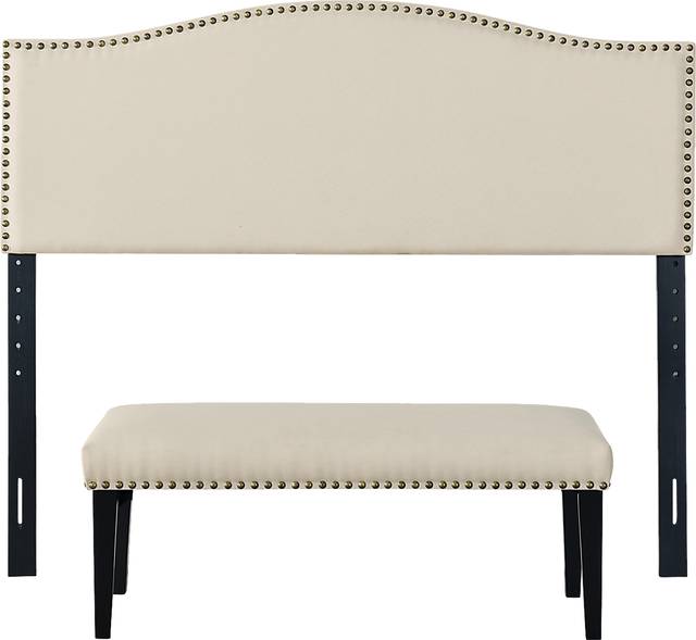 Mayapan Cream Queen Headboard and Bench - Thumbnail - Image 1