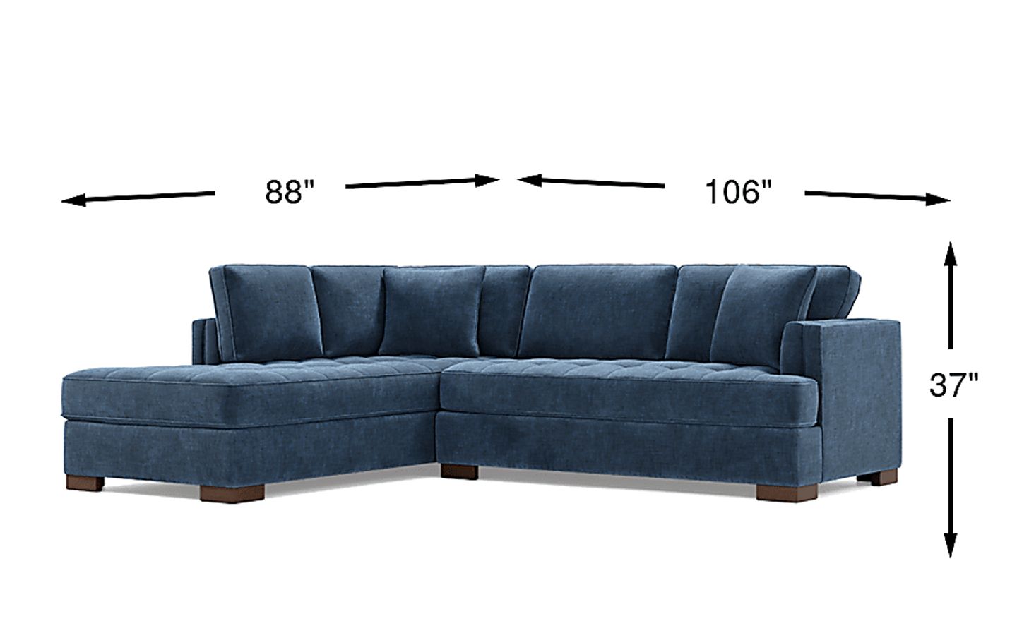 Cindy Crawford Mayfair Ink Blue Chenille Fabric 2 Pc Left Chaise ...